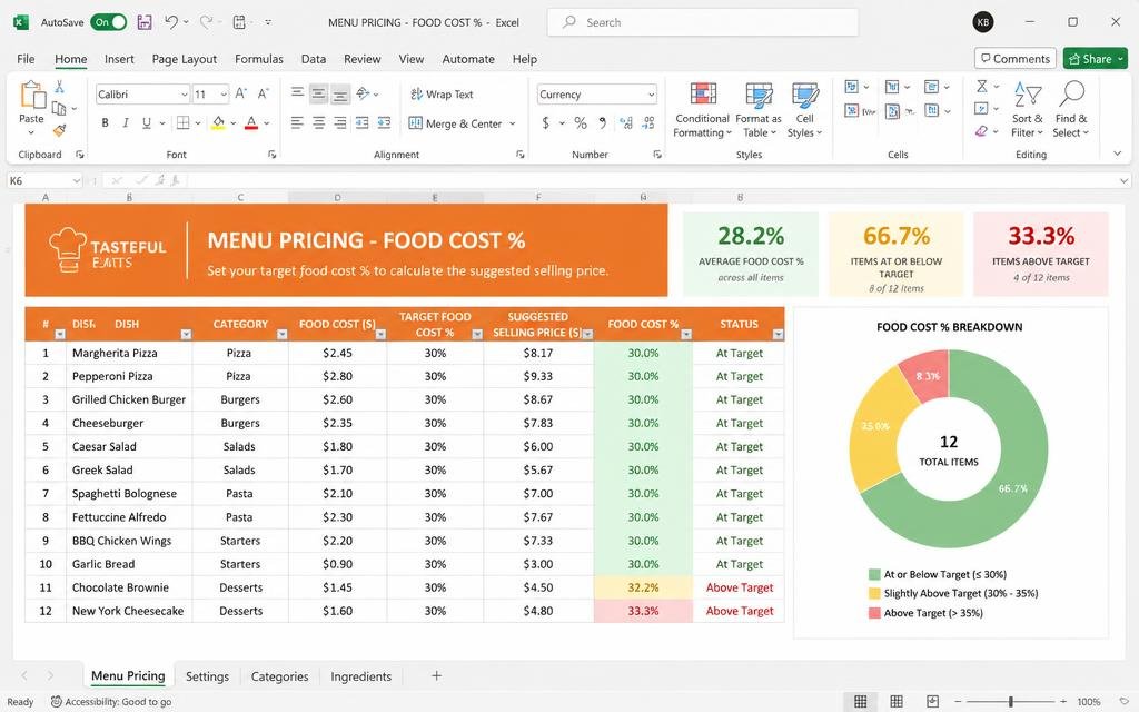 🍽️ Menu Engineering & Costing tool preview