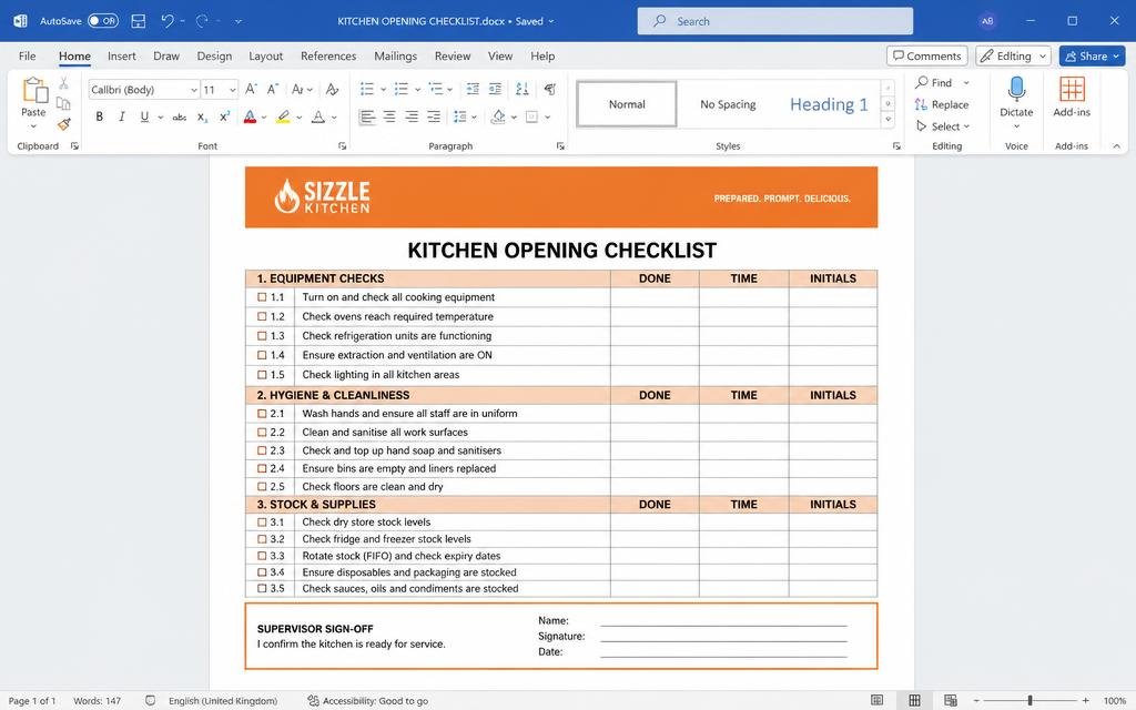 🔪 Kitchen Operations & SOPs tool preview