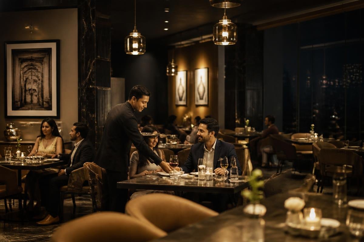 Upscale dine-in restaurant service at night
